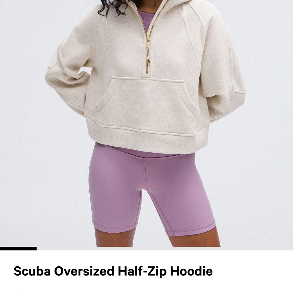 Lululemon Scuba Oversized Half-Zip Hoodie in Heathered Bone and Gold. Size M/L